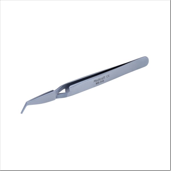 Self-Locking Bracket Tweezer Serrated Tips Angled
